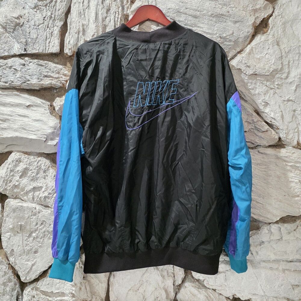 Vintage Nike Crew Neck Windbreaker Color Block 80's 90's Mens XL Teal Black